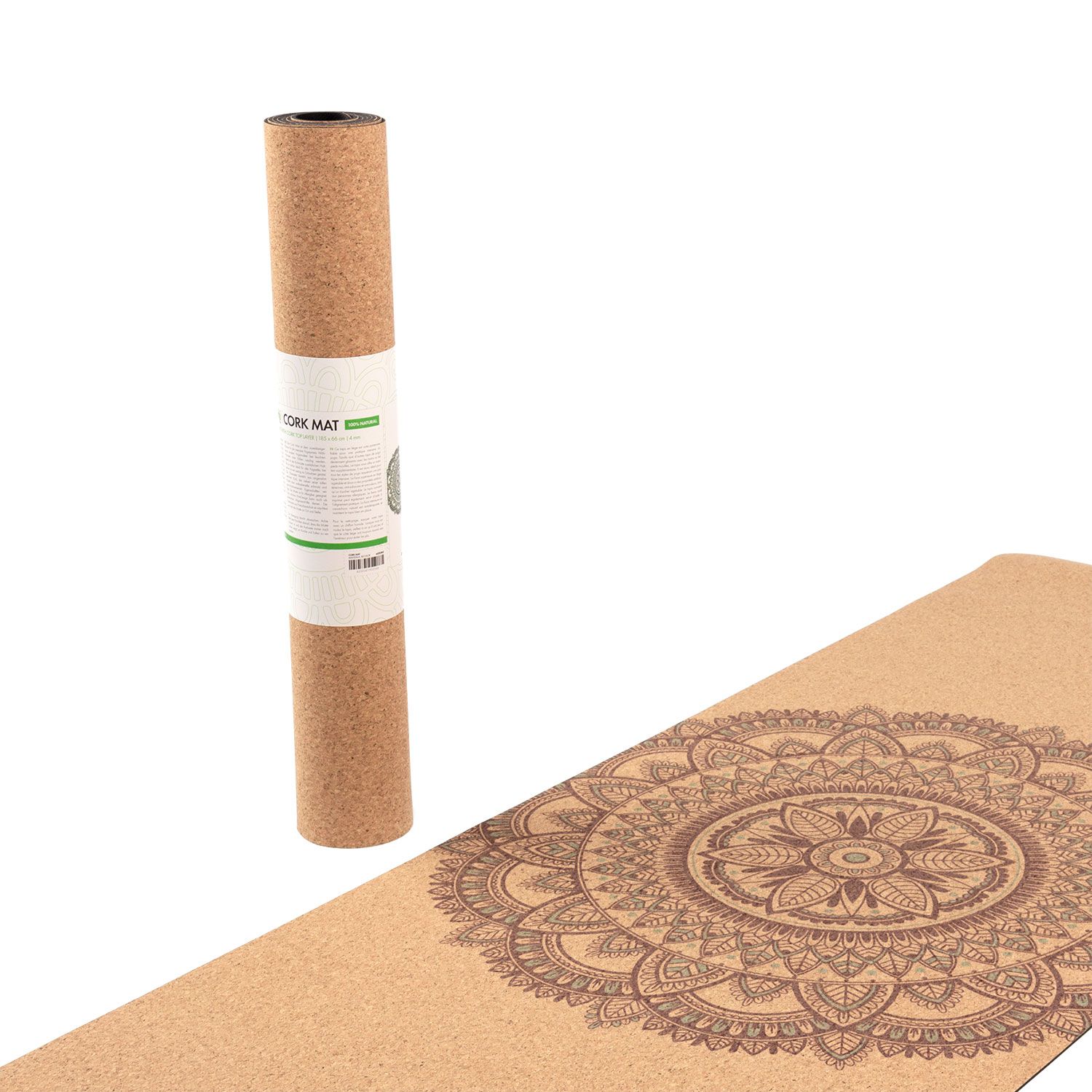 bodhi Tapis de yoga en liège MANDALA, imprimé bicolore brun foncé/turquoise
