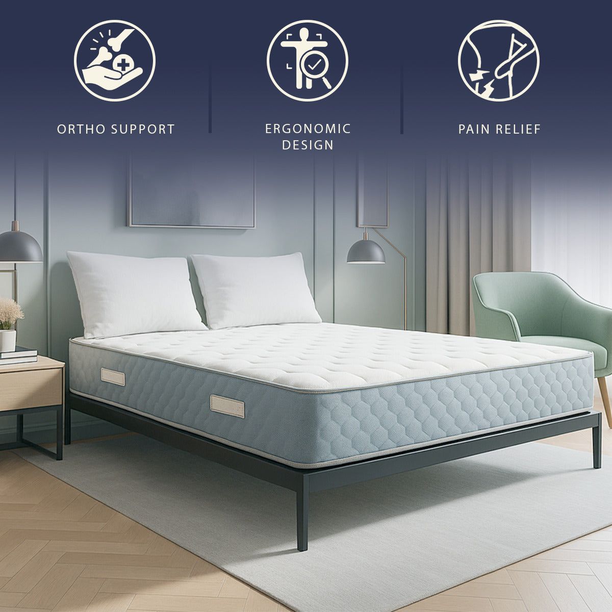 The White Stone Matras 90x200 cm van Hypoallergene Foam en Memory Foam Hoogte 22 cm