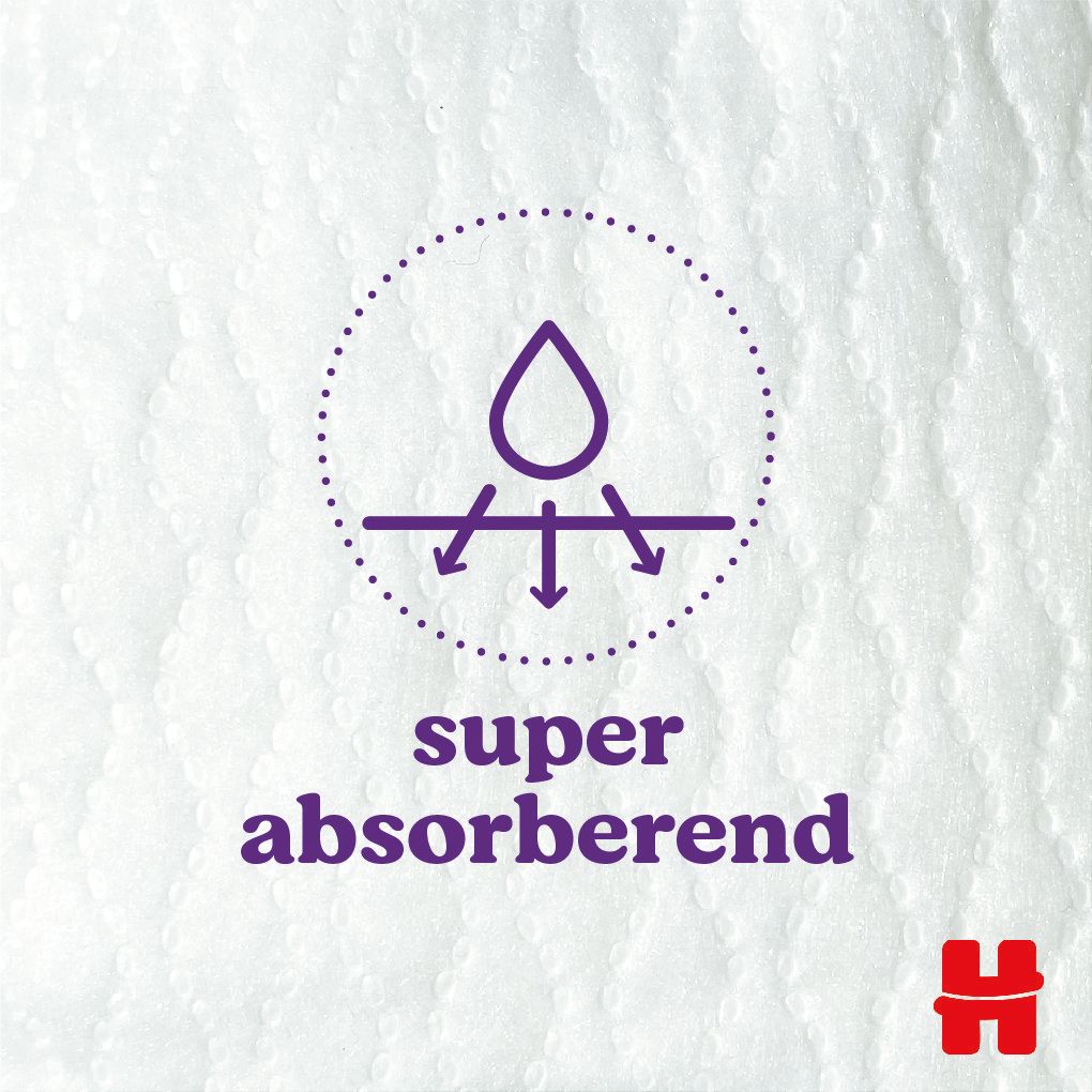 Surface de couche. Texte: super absorbant. Logo Huggies.