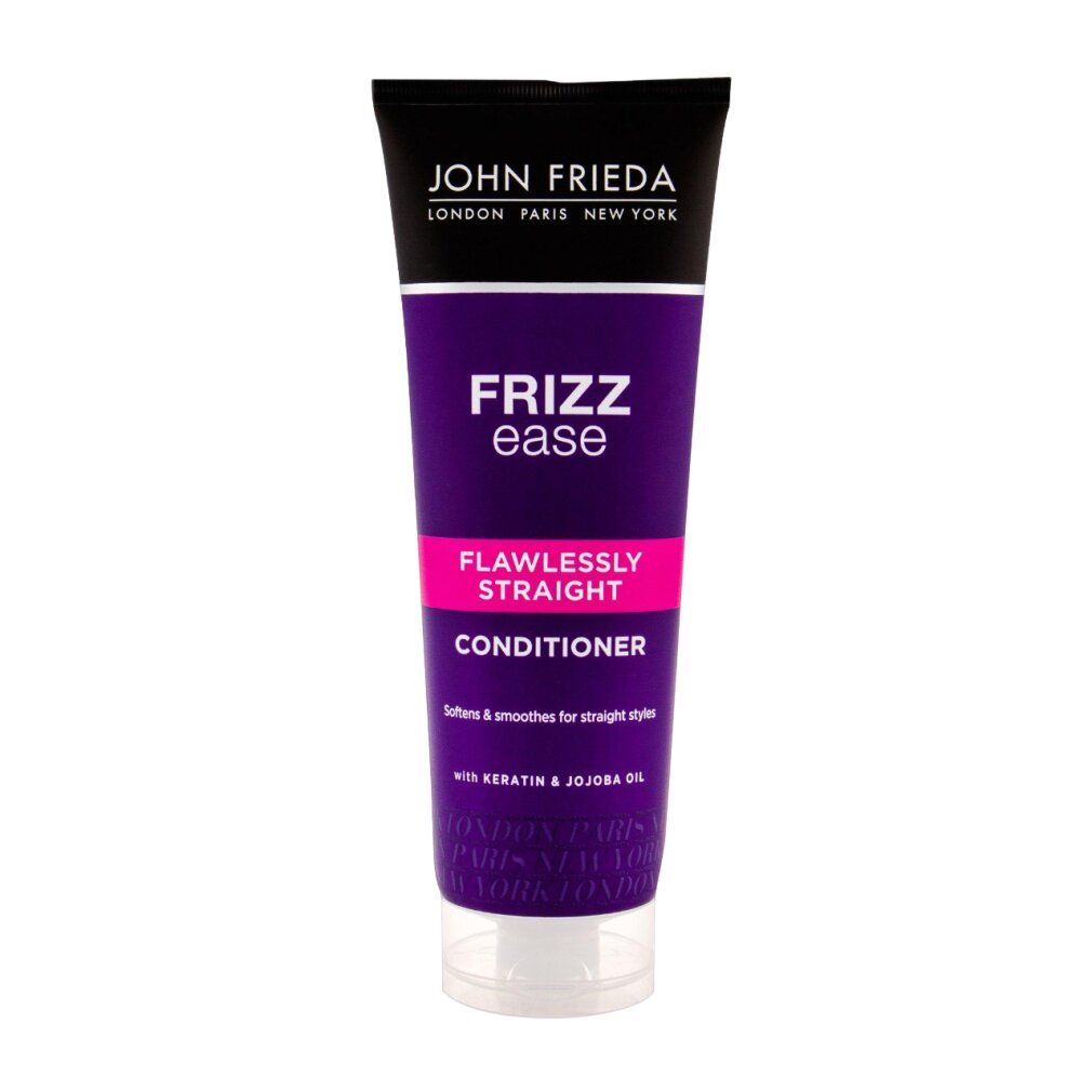 John Frieda conditioner tube. Paars design met Frizz Ease, Flawlessly Straight en Conditioner. Met keratine en jojoba olie.