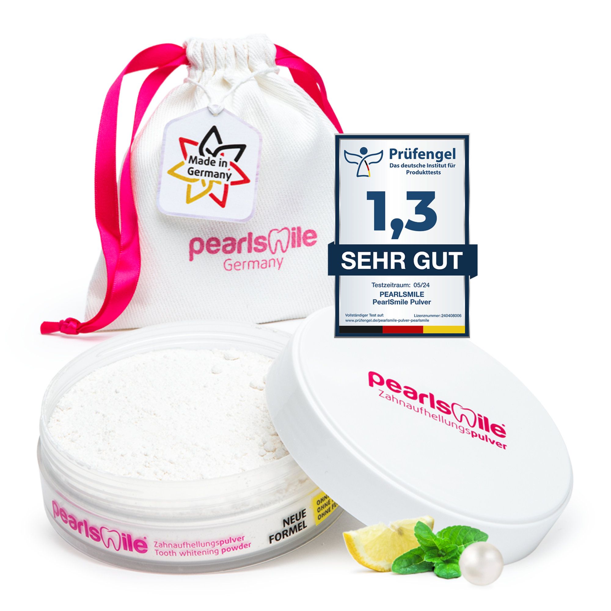 Poudre de blanchiment dentaire PearlSmile sans fluorure