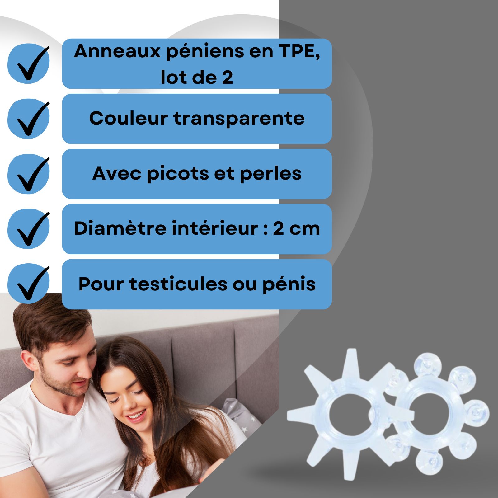 Lovelyness - Anneaux péniens en lot de 2