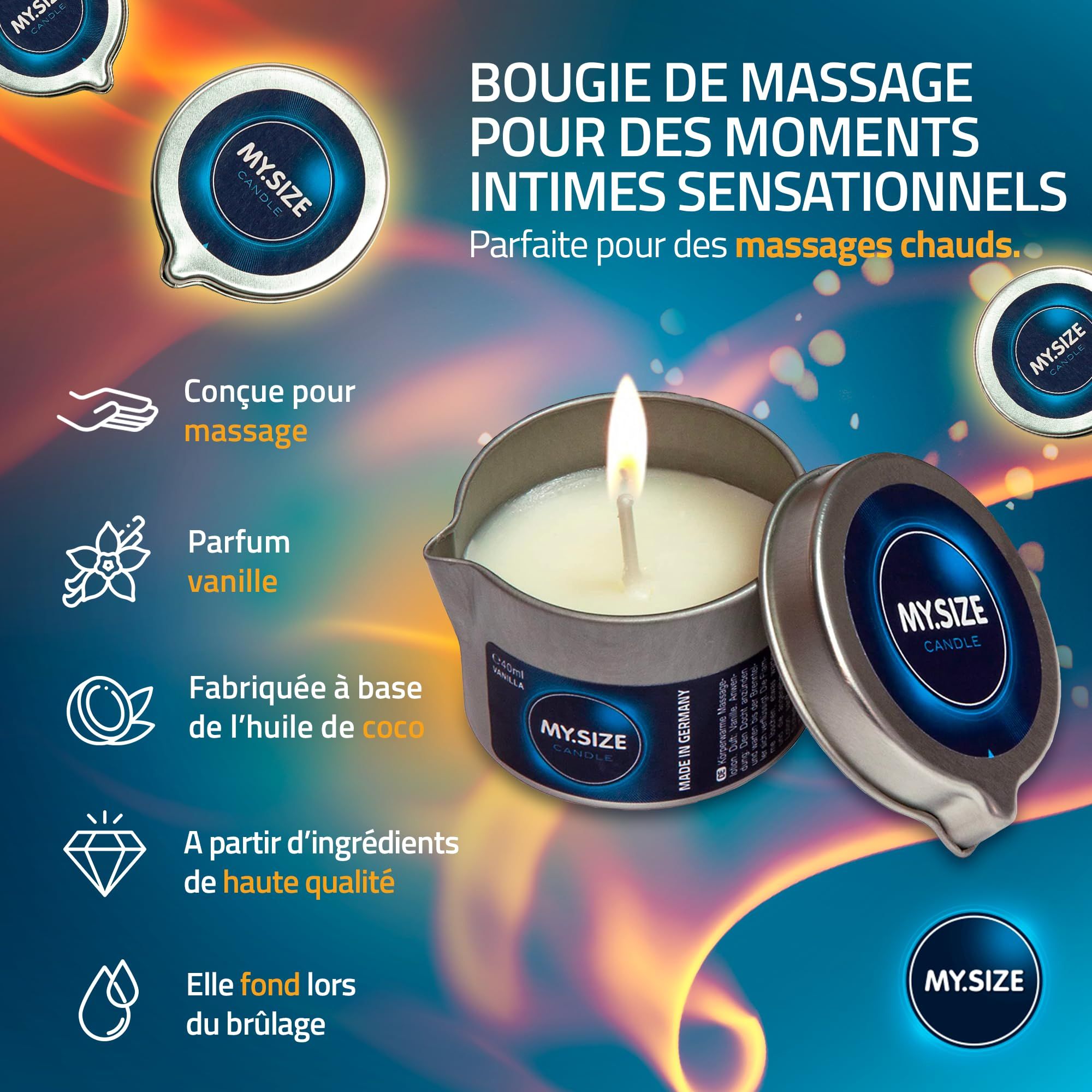 MY.SIZE Bougie de Massage Vanille