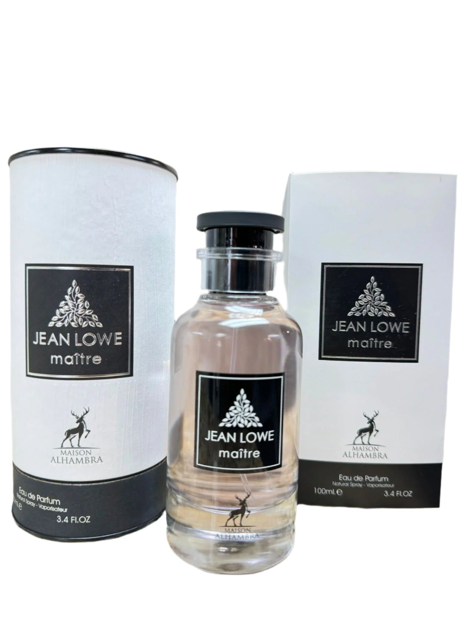 Maison Alhambra Jean Lowe Maître Eau de Parfum 100ml in een cilindrische verpakking.