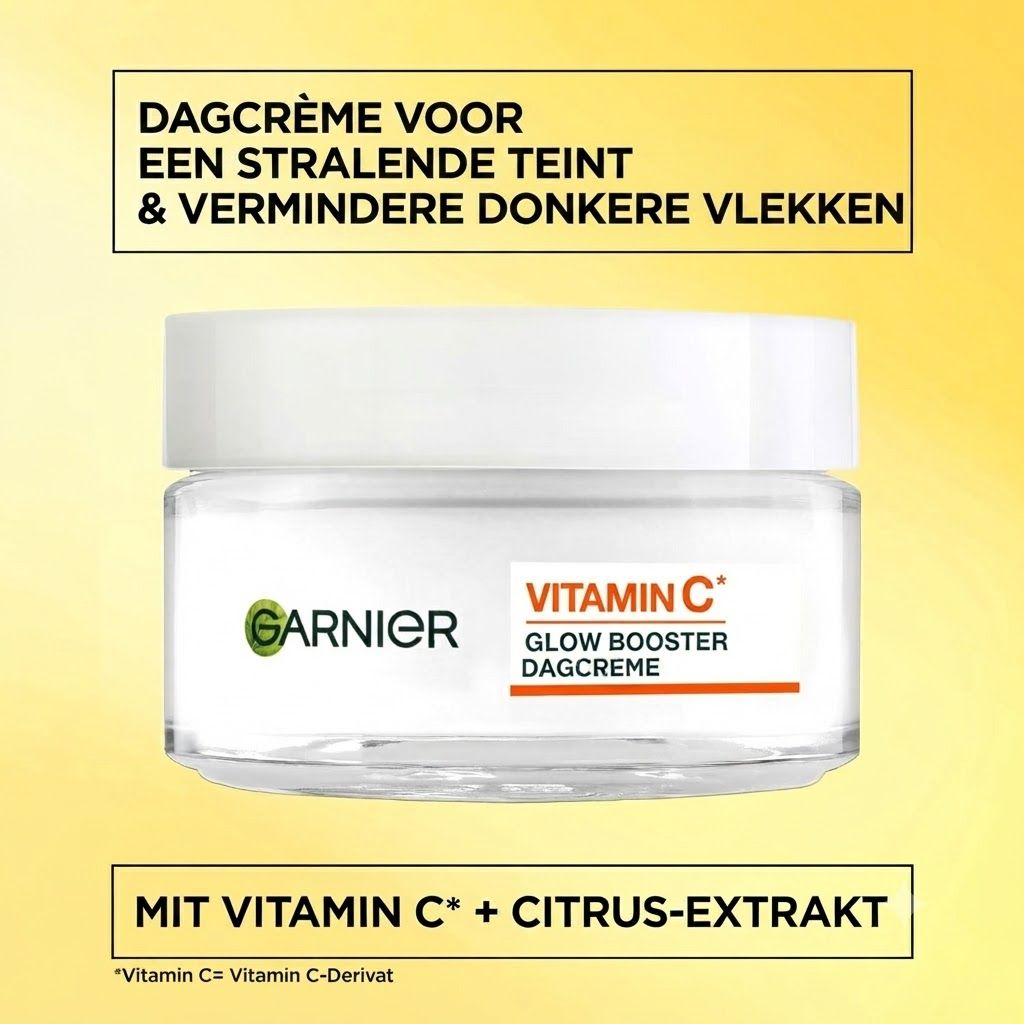 Garnier dagcrème met Vitamine C voor een stralende teint en minder donkere vlekken.