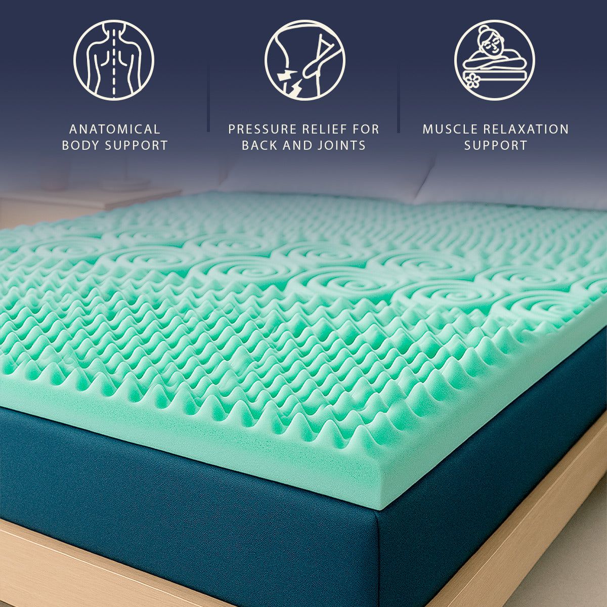 The White Stone Matrastopper 90x200 van Memory Foam Breeze met 9 Zones | Hoogte 5 cm