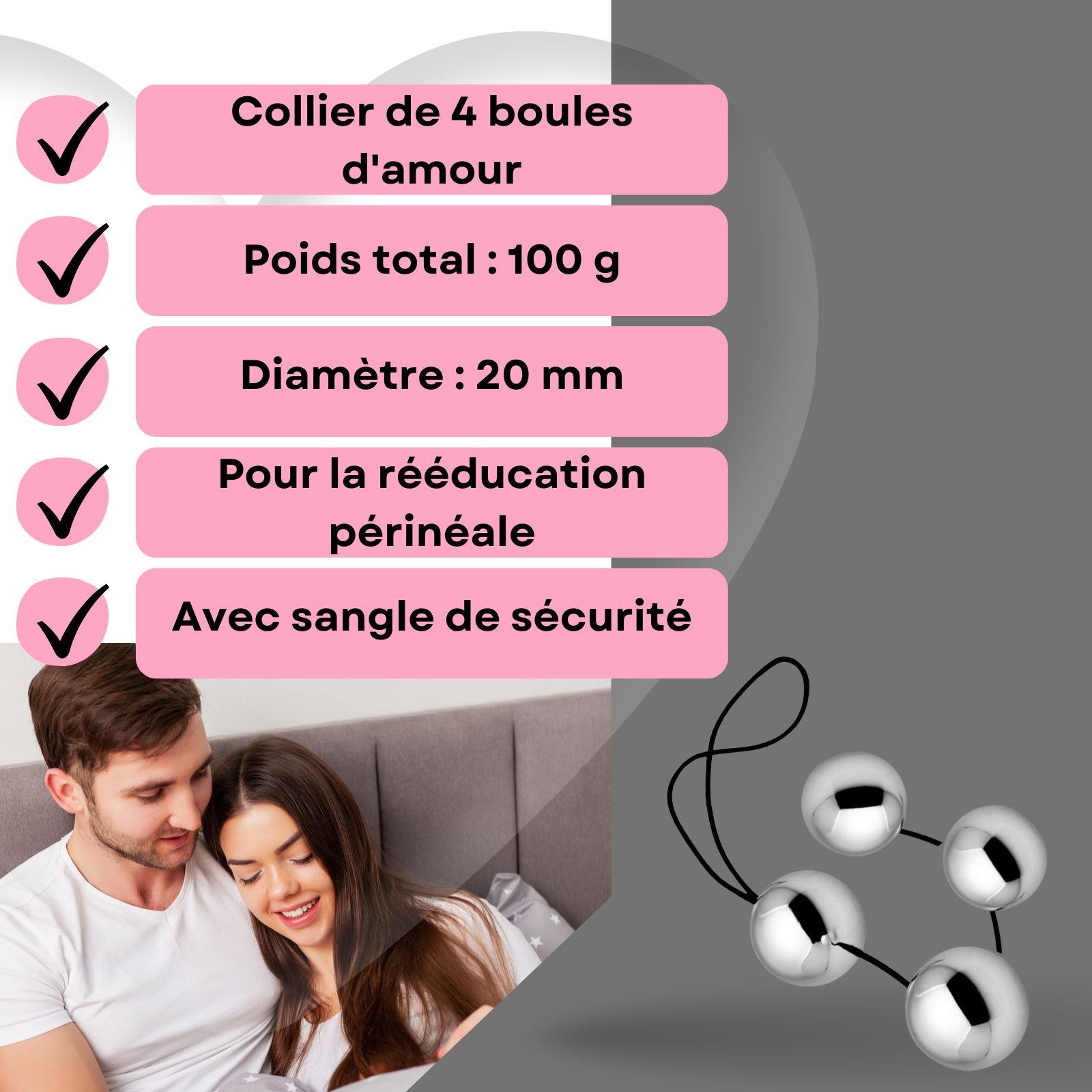Lovelyness -  Perles d'amour en métal, 2 cm, 100 g