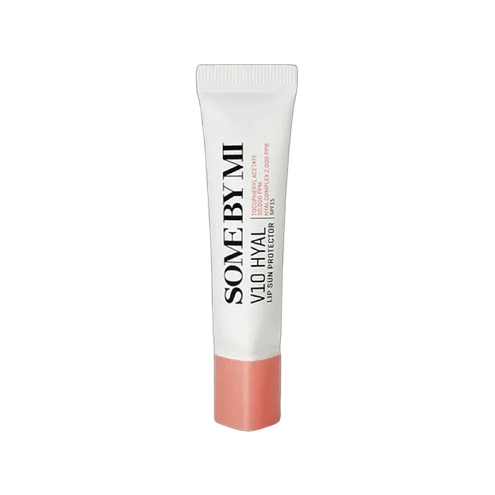 SOME BY MI V10 HYAL Lip Sun Protector SPF15 Rosy. Witte tube met roze dop.