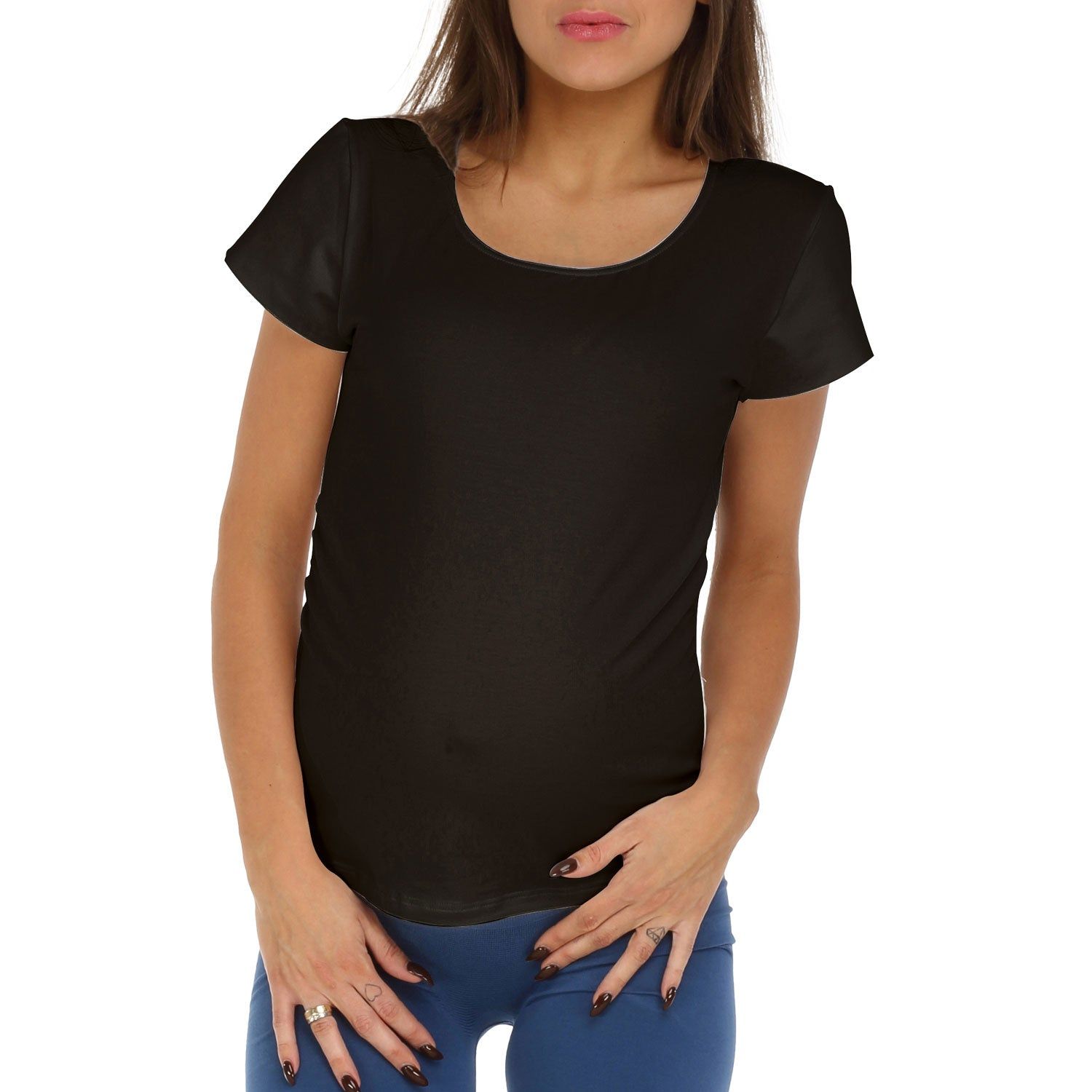 MYSANITY T-shirt de grossesse en modal élastique, noir