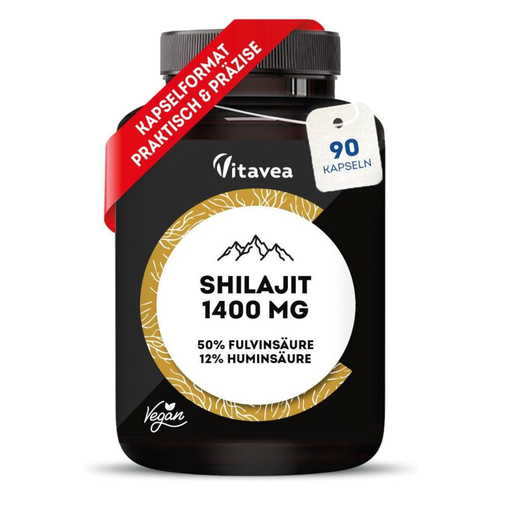 Vitavea Shilajit capsules: 90 capsules, 1400 mg, rijk aan fulvinezuur & huminezuur. Praktisch & nauwkeurig.