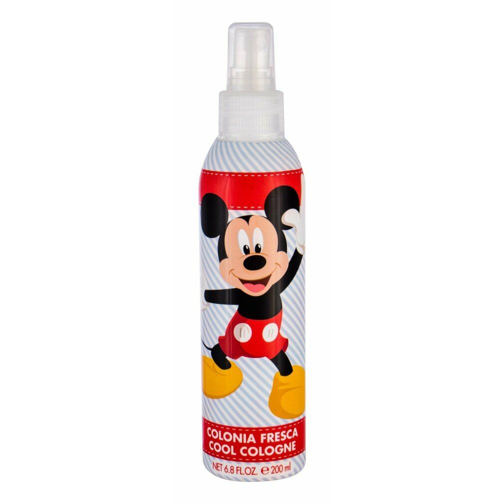 Spray corporel Mickey Mouse. Inscription: Colonia Fresca Cool Cologne. Bouteille avec vaporisateur.