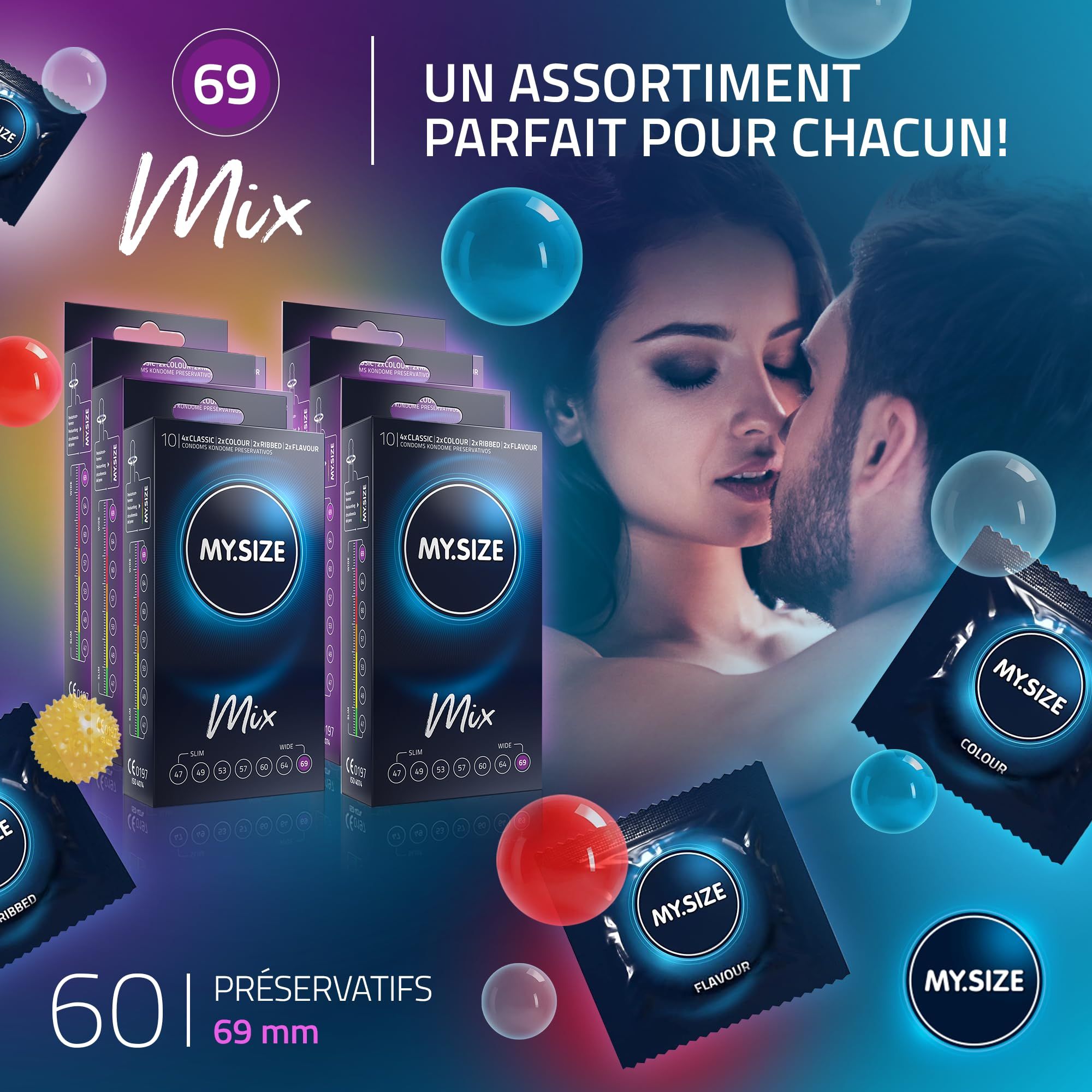 MY.SIZE Mix Préservatif Set Taille 7 69mm