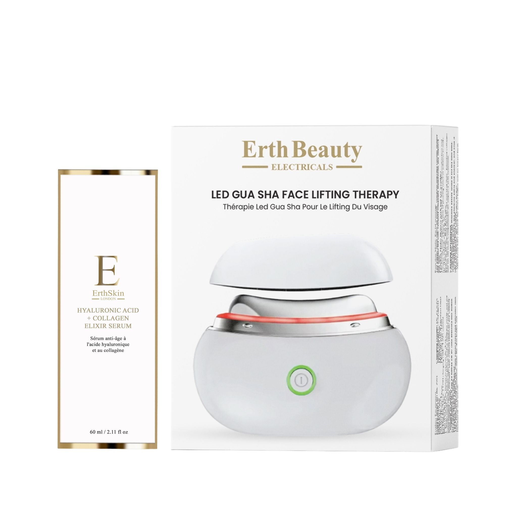 ErthSkin London LED Gua Sha Duo Acide Hyaluronique Collagène