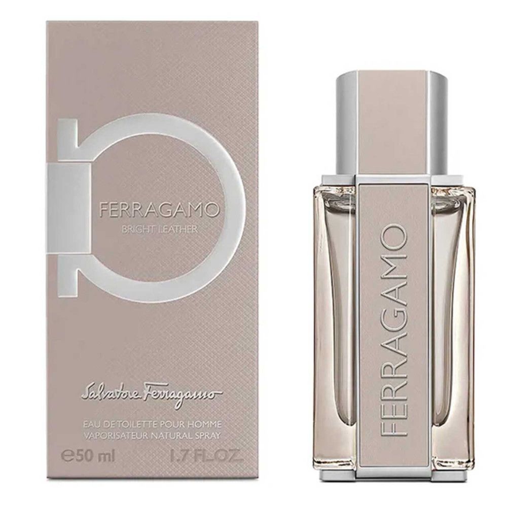 Spray Eau de Toilette pour homme. Flacon et emballage beiges. Logo et texte.