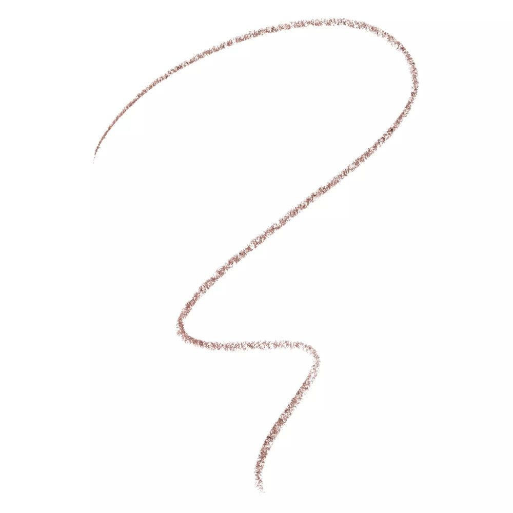 Trait de mine de crayon à sourcils. Couleur marron clair, forme incurvée. Fond blanc.