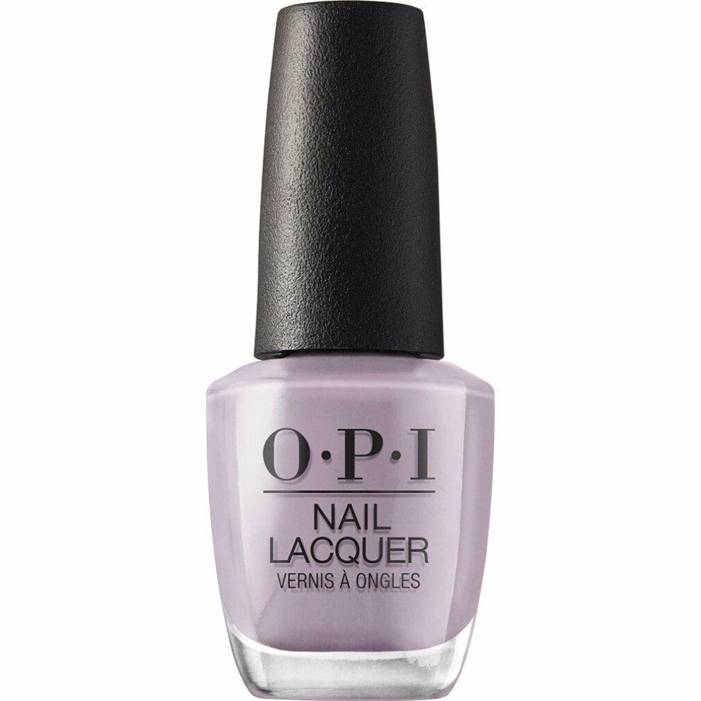 OPI nagellakfles, lichtpaarse lak, zwarte dop. Opschrift.