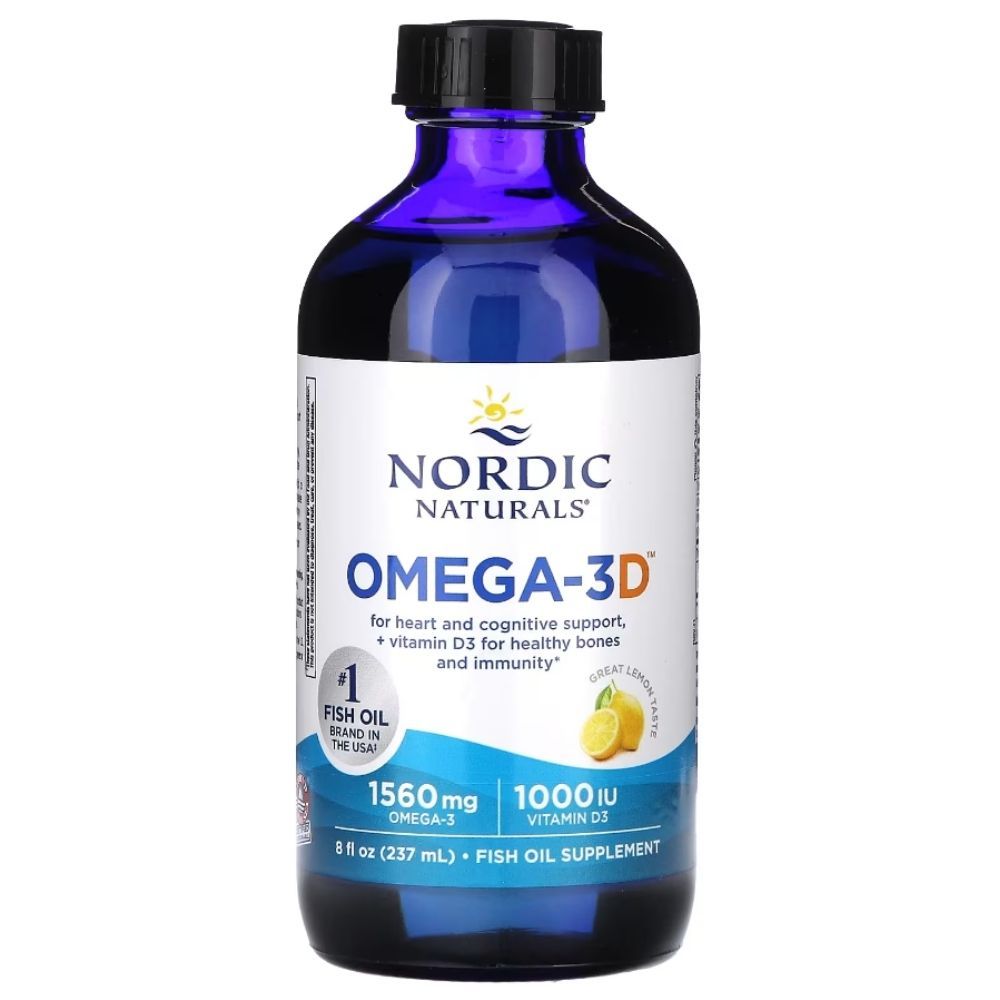 Nordic Naturals Omega-3 Vitamine D 1560 mg Citroen, fles van 237 ml.