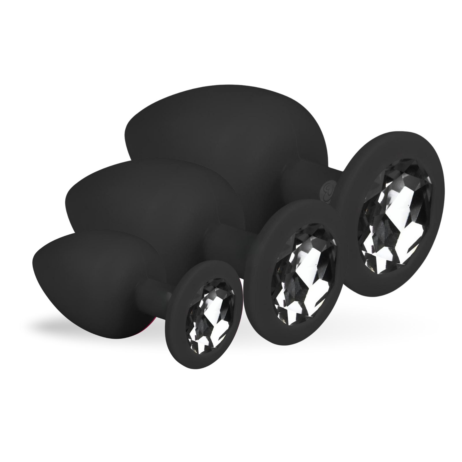 Easytoys - Plug anal en silicone noir avec pierre décorative - ENSEMBLE