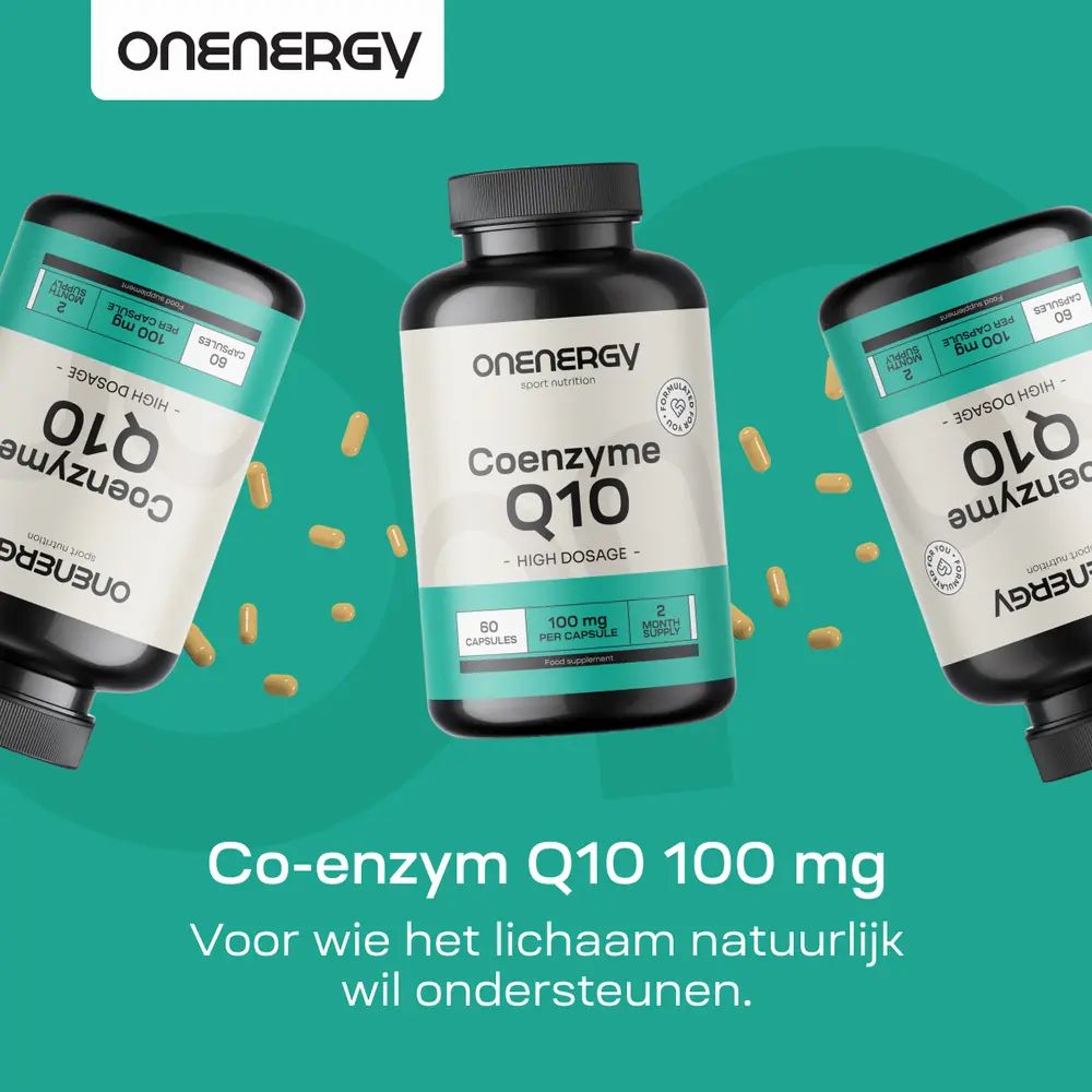 Drie flessen OnEnergy Coenzym Q10.