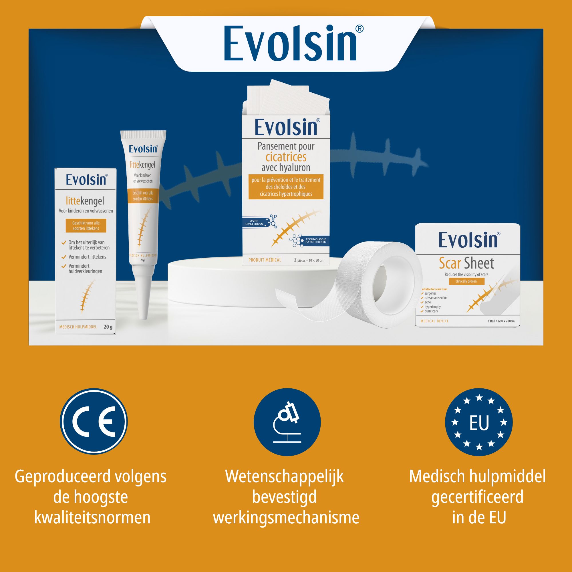 Evolsin® Pansements cicatriciels avec acide hyaluronique – pour cicatrices opératoires, césarienne,