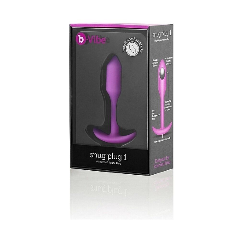 Emballage d'un plug anal violet avec une large base et un poids intégré.
