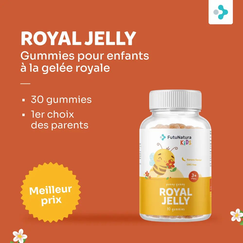 Bouteille de gummies Gelée Royale pour enfants, 30 pièces, sceau "Meilleur Prix".