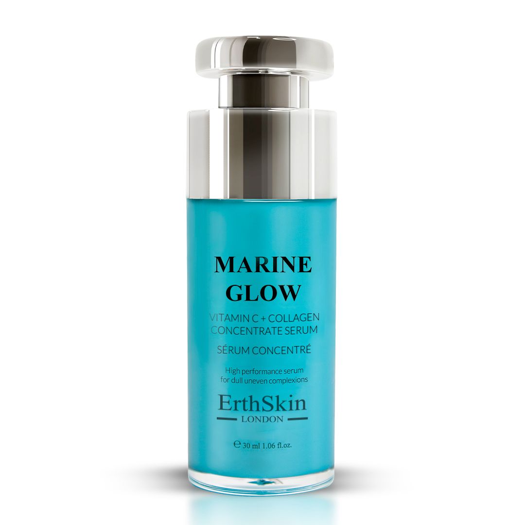 Bouteille de sérum ErthSkin London Marine Glow Vitamine C + Collagène.