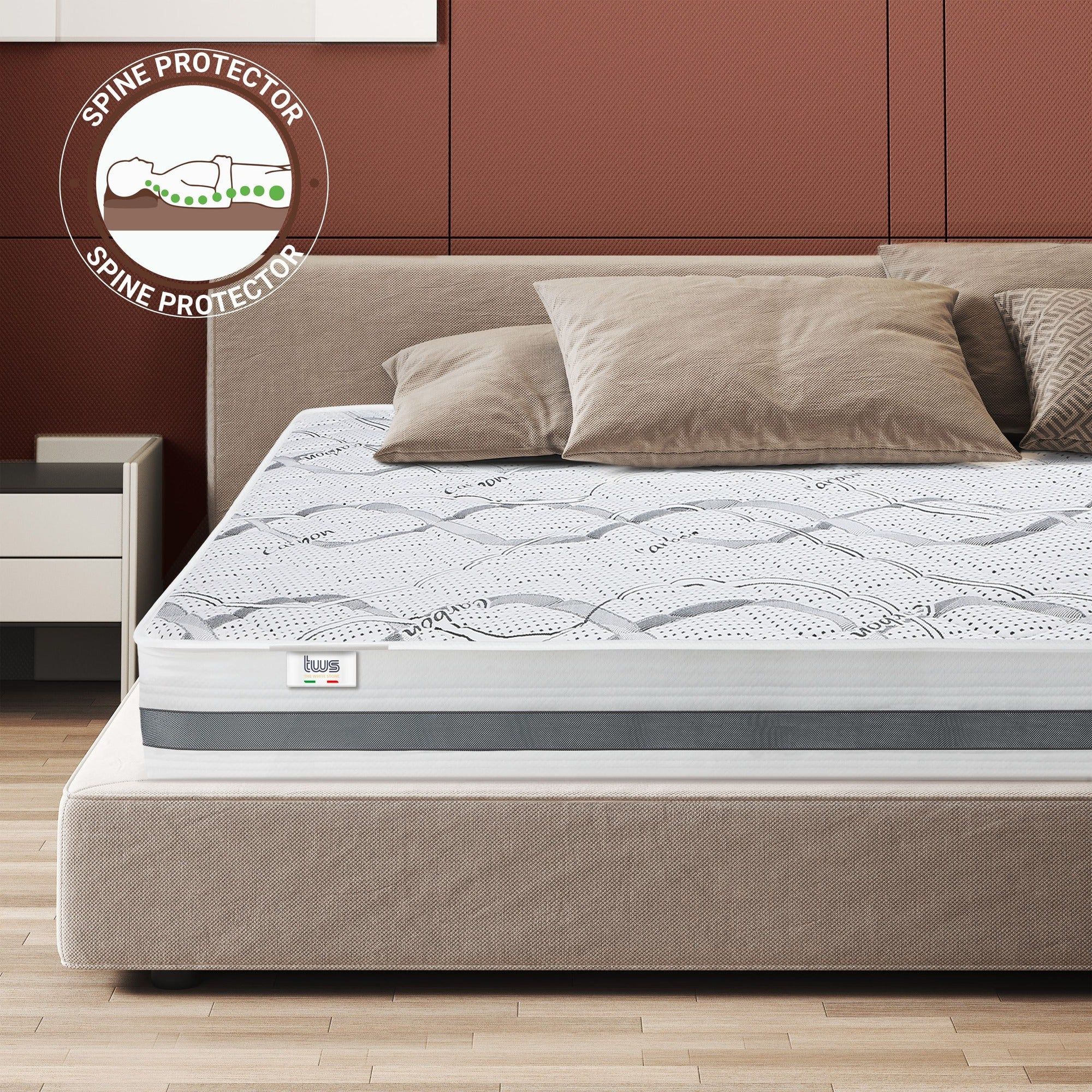 The White Stone Traagschuim Matras 120x190 cm Hoogte 27 cm | Hypoallergeen en Ademend Tijk