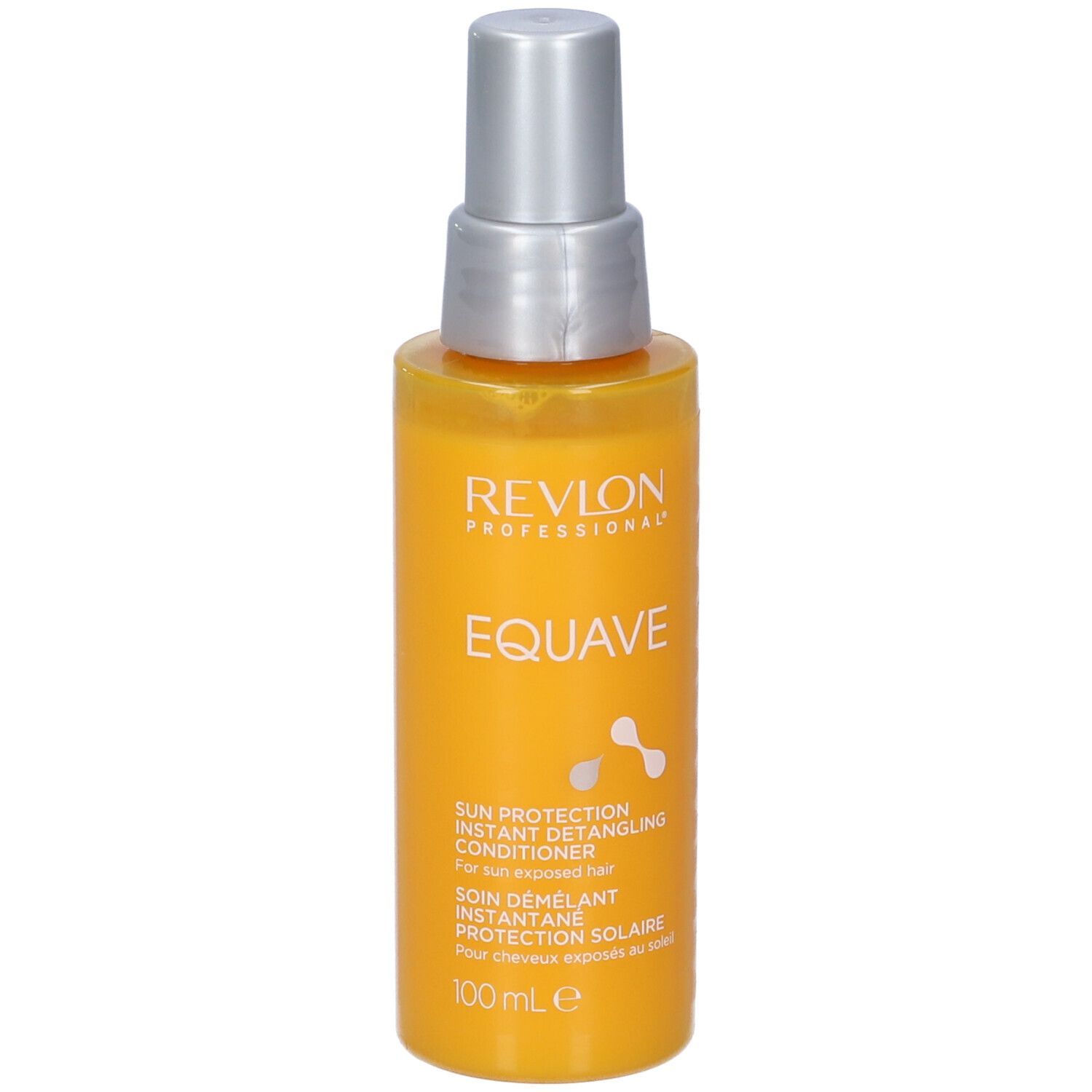 Gele fles met verstuiver. Revlon EQUAVE. Sun Protection Instant Detangling Conditioner. 100 ml.