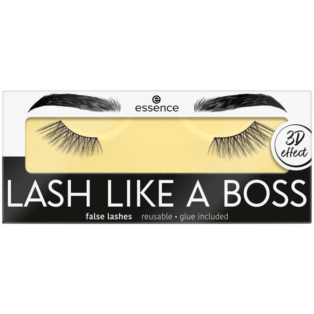 Emballage de faux cils Essence 'LASH LIKE A BOSS'. Réutilisables, colle incluse.