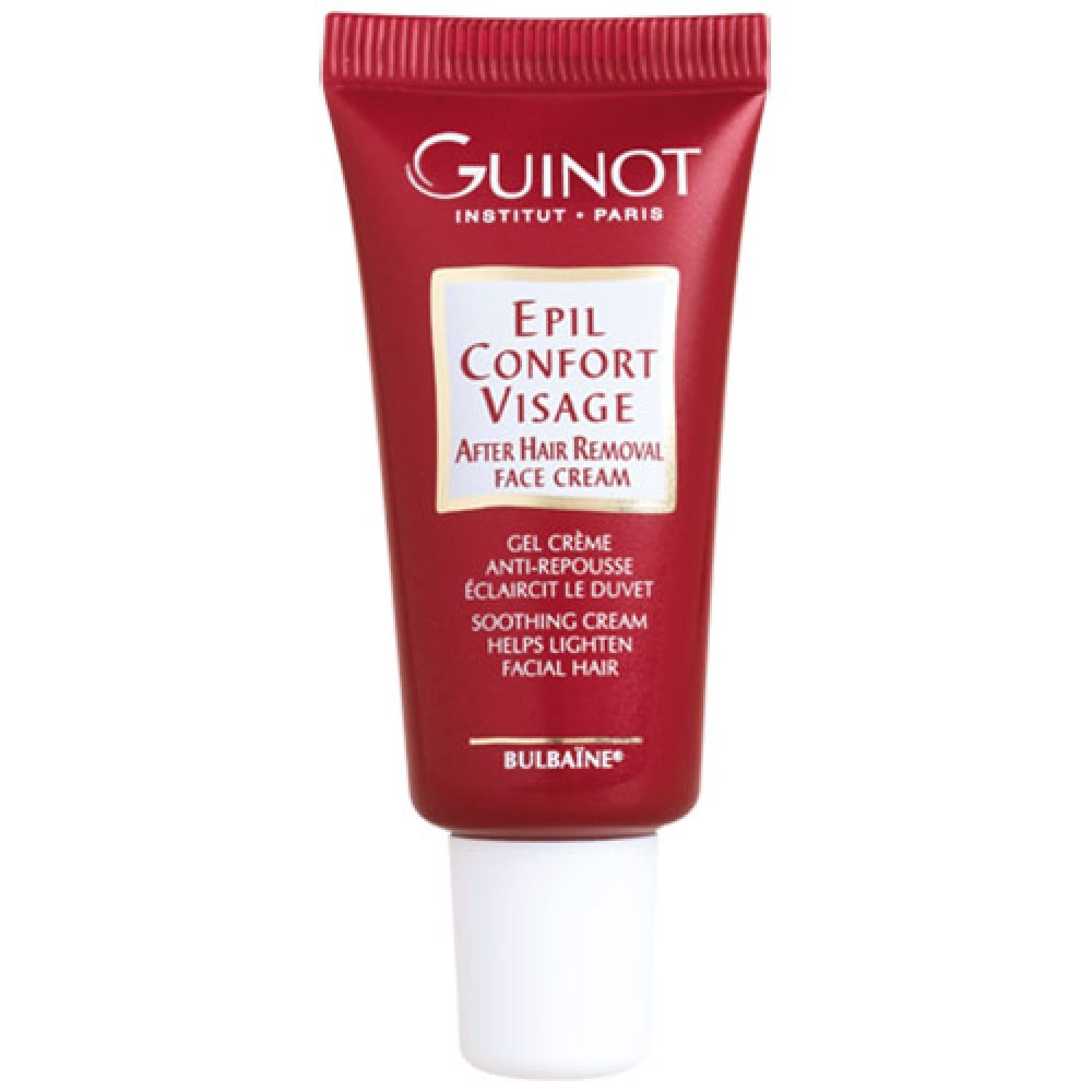 Tube de crème visage Épil Confort de Guinot, après épilation.