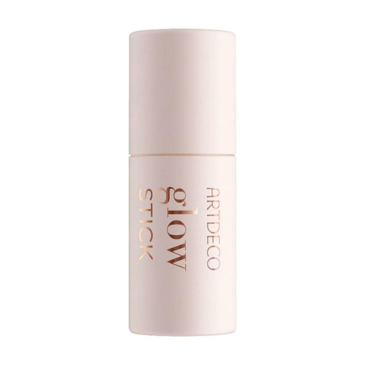 Artdeco Glow Stick. Emballage cylindrique rose clair. Inscription dorée : Glow Stick. Couvercle en haut.