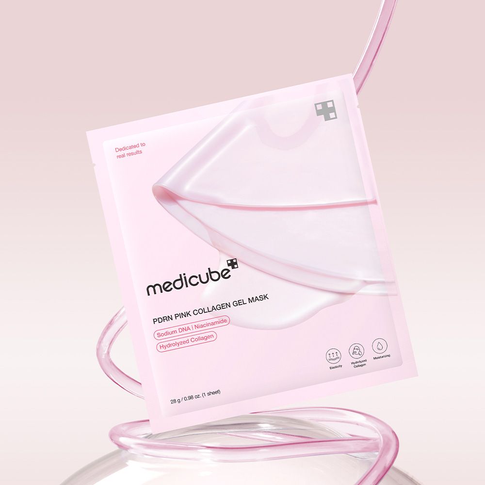 Verpakking Medicube PDRN Pink Collagen Gel Mask met Sodium DNA en Gehydrolyseerd Collageen.