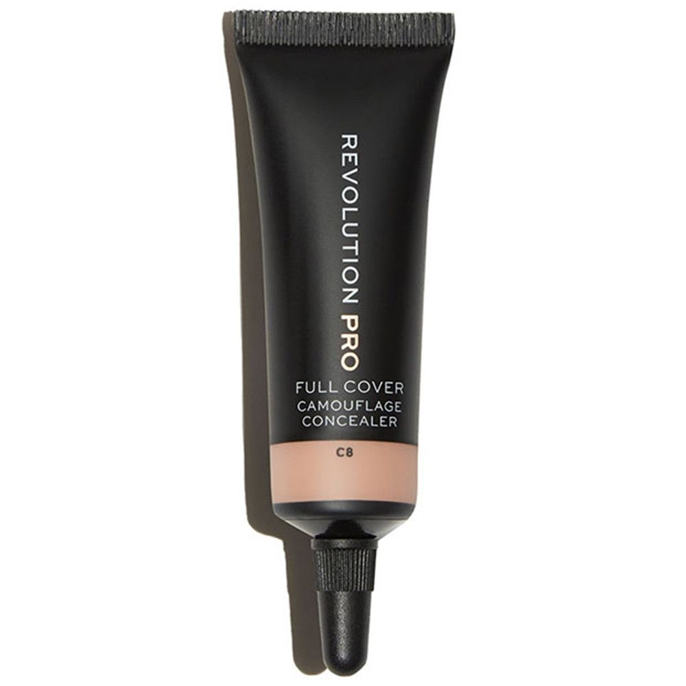 Tube noir avec inscription REVOLUTION PRO, dessous FULL COVER CAMOUFLAGE CONCEALER. Teinte C6.