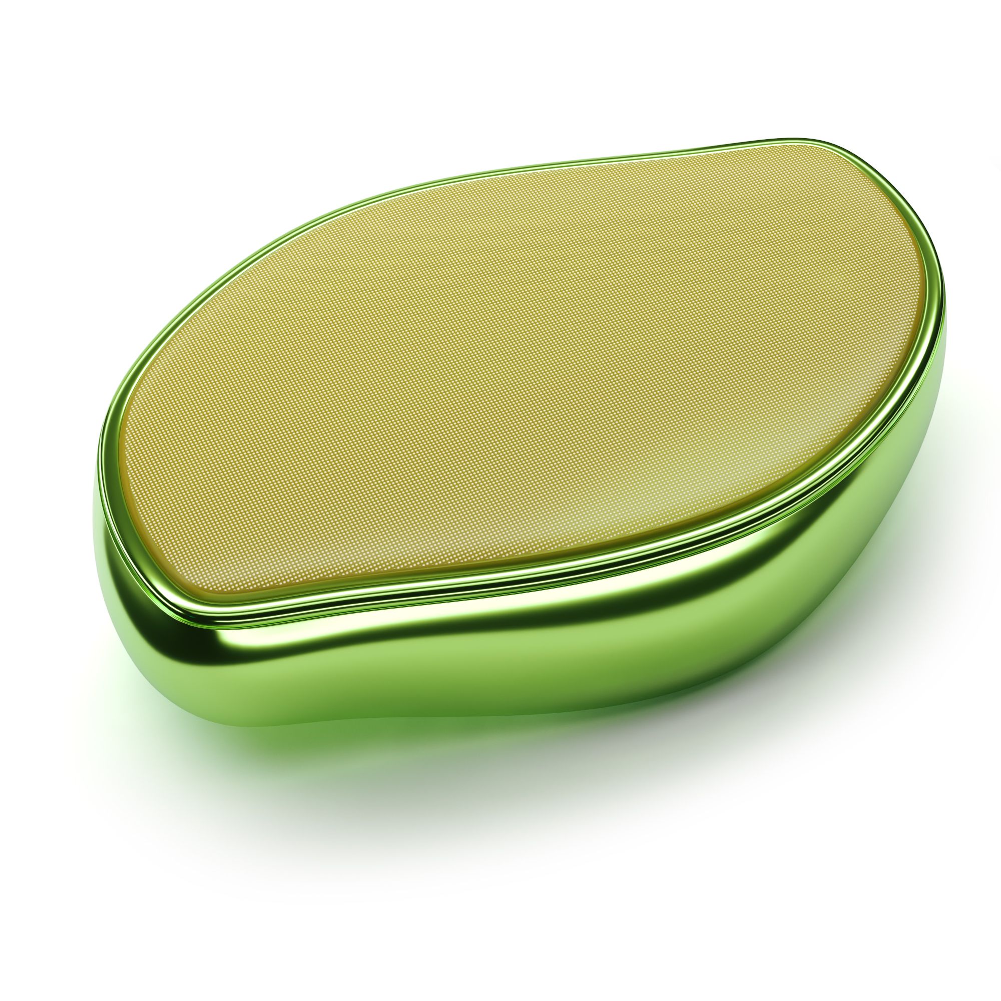 Épilateur AILORIA GLISSETTE vert avec une surface dorée. Le produit a une forme ovale.