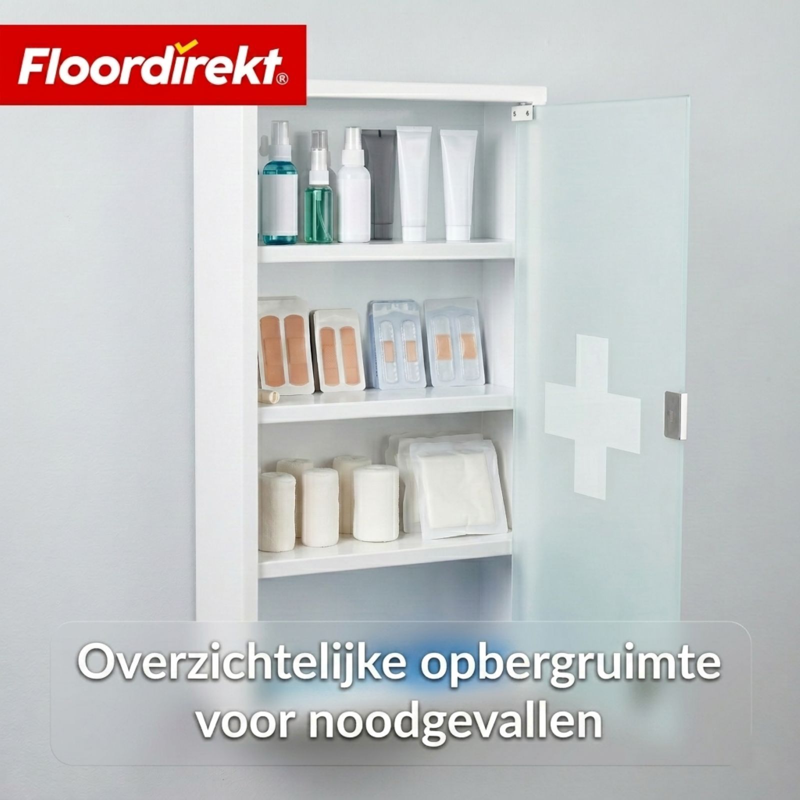 KARAT Medicijnkast Allen - Afsluitbare medicijnkast glazen deur wit 60 x 30 cm 4 vakken
