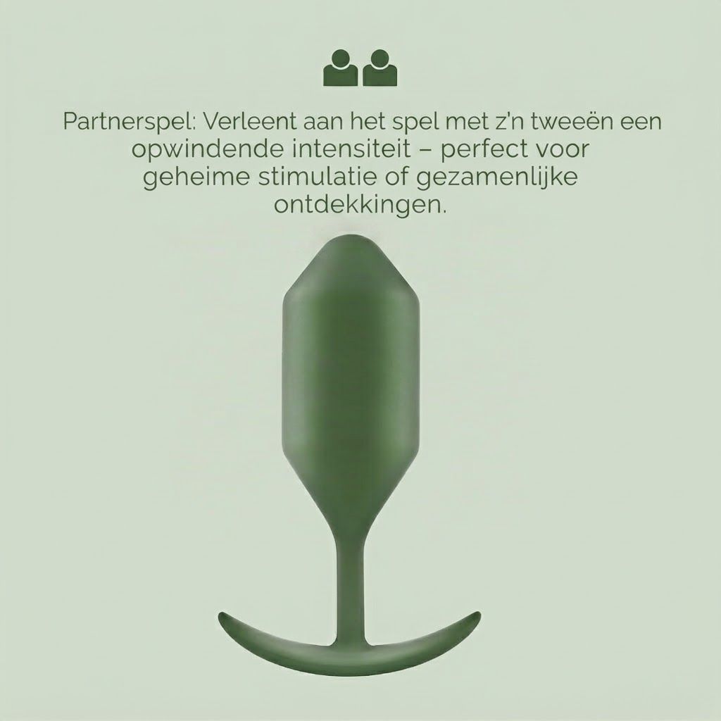 Groene plug met brede basis en taps toelopend uiteinde.