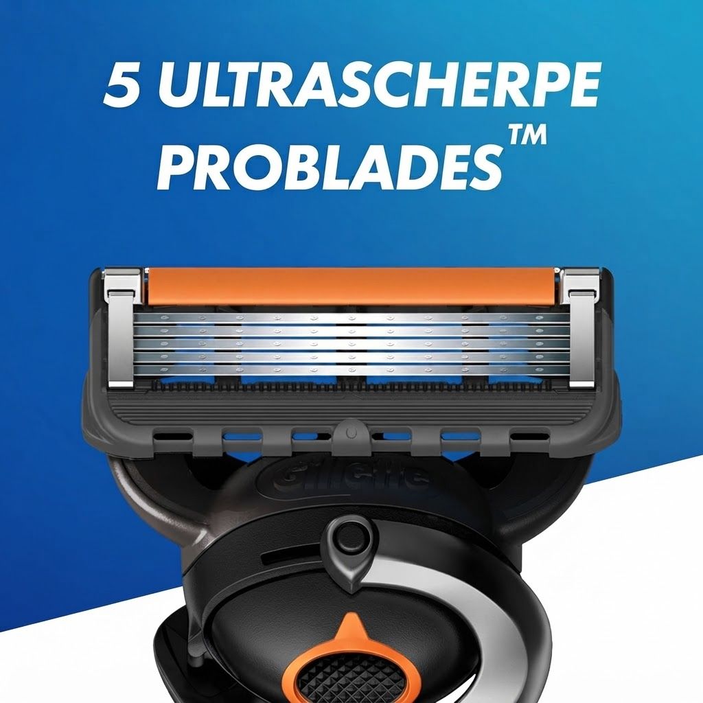 Scheerhoofd met vijf ultrascherpe ProBlades en oranje strip.