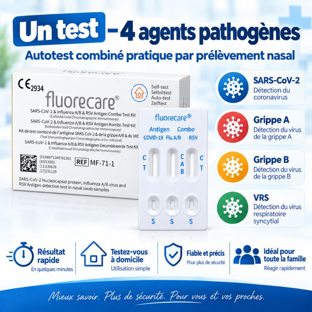 Un test - 4 agents pathogènes : Autotest combiné pratique par écouvillon nasal.