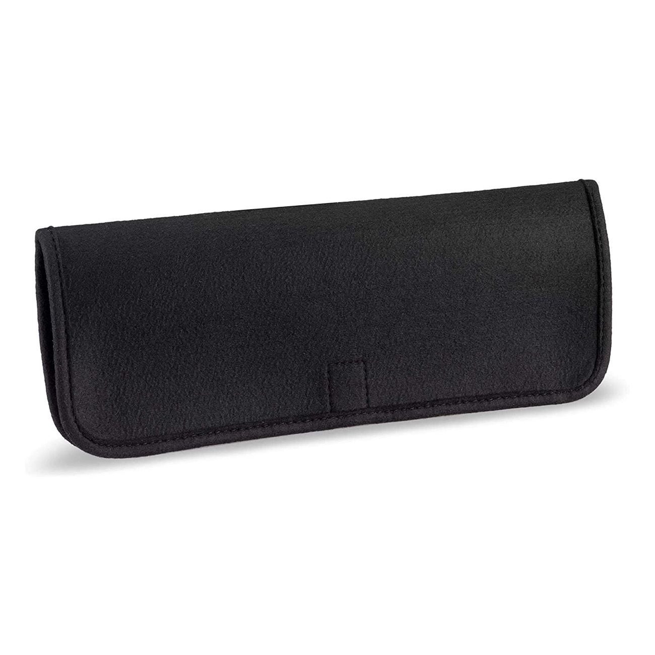 Pochette de rangement noire et allongée. Forme fermée. Pas de marquages ni de détails visibles.