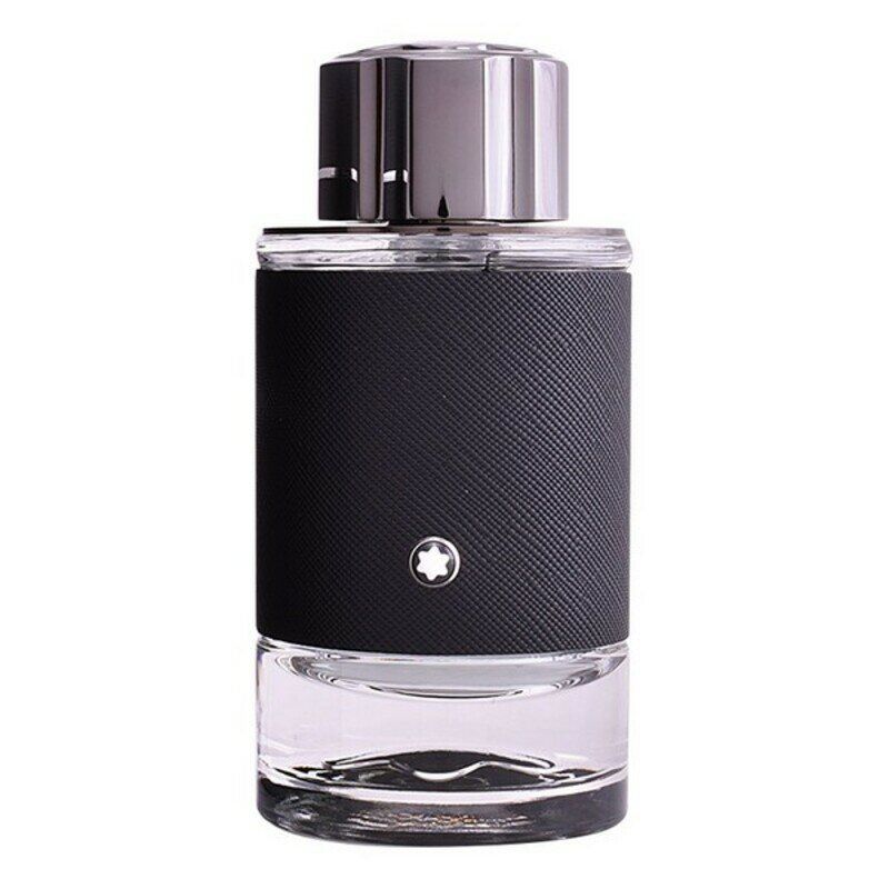 Glazen fles met zwart imitatieleer, zilveren dop en Montblanc-logo. Eau de Parfum Spray.