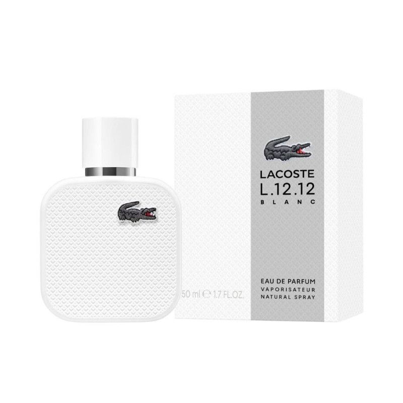 Flacon et boîte Lacoste L.12.12 Blanc Eau de Parfum.