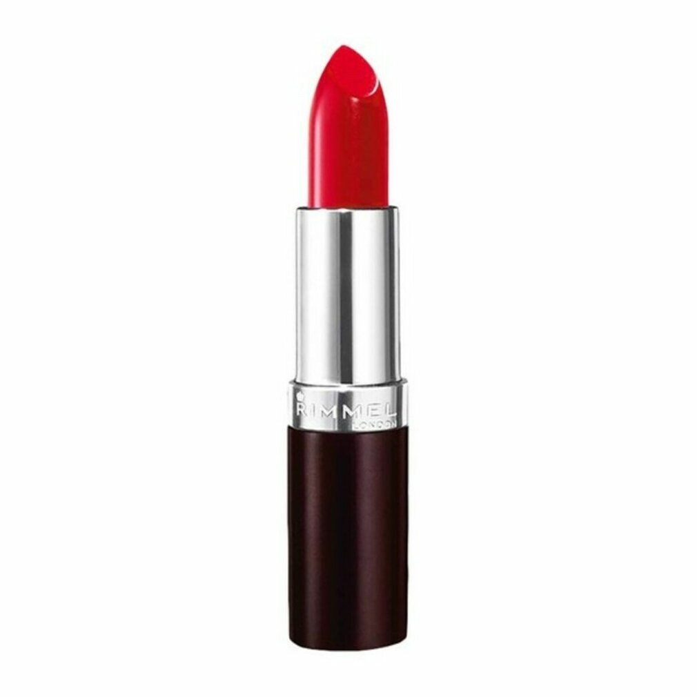 Rouge à lèvres rouge, avec une base marron et une partie centrale argentée.