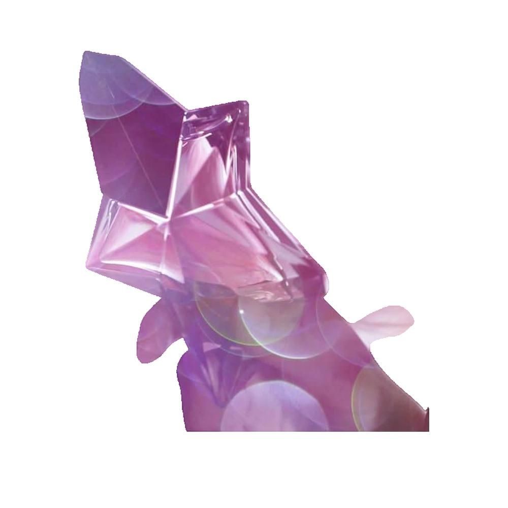 Stervormige fles met roze kleurovergang. De fles is transparant en heeft een grijze dop.