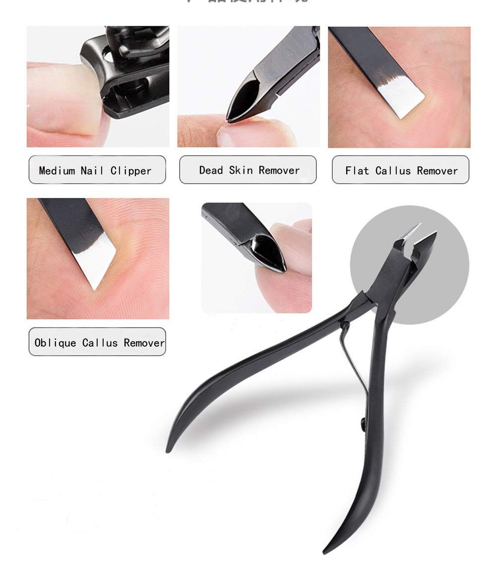 Outils de manucure : coupe-ongles, dissolvant de cuticules, pince à peau.