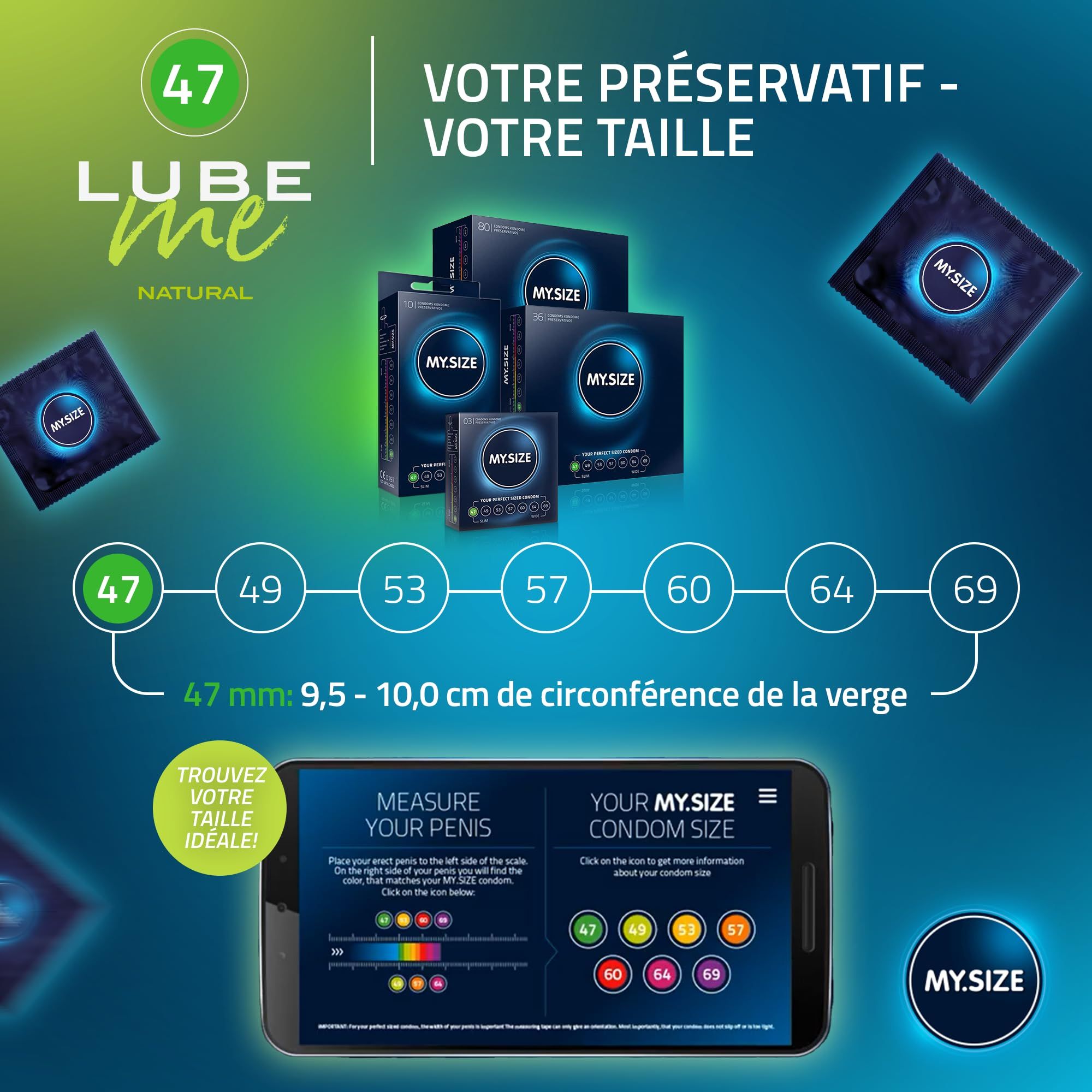 MY.SIZE PRO Préservatifs + LUBE ME Natural + Body Candle Set