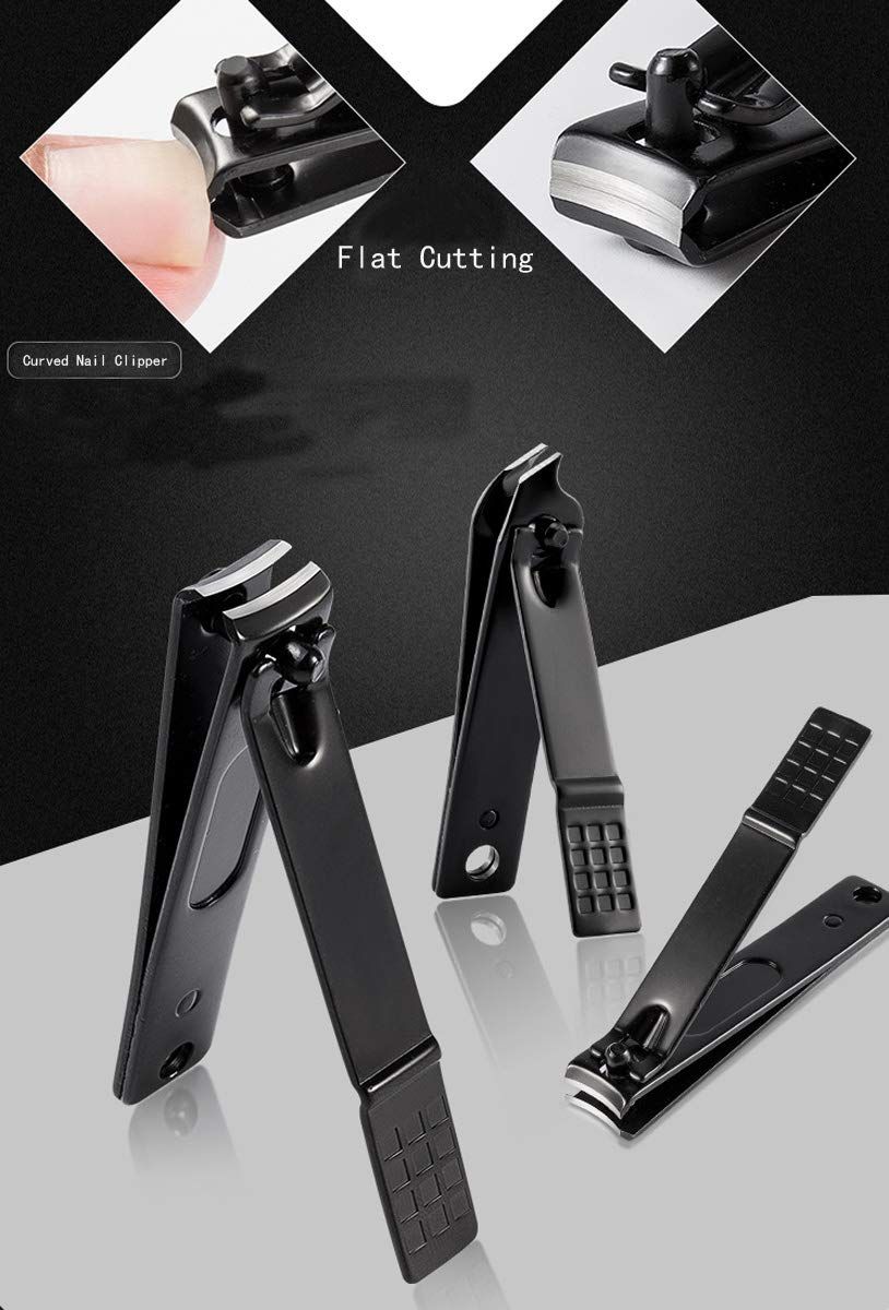 Coupe-ongles noirs avec lames plates et incurvées.