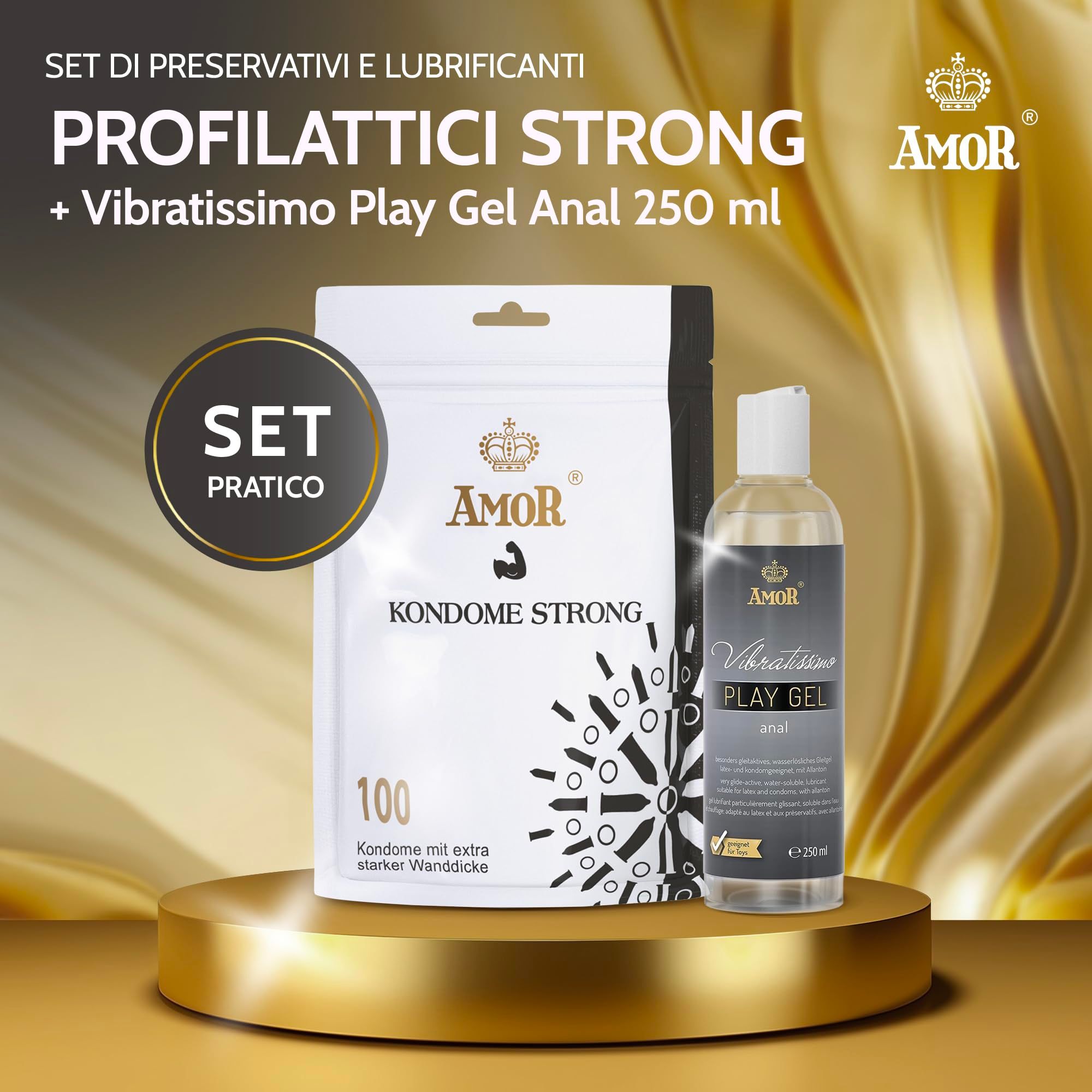 AMOR Strong Condooms + PlayGel Natural Set