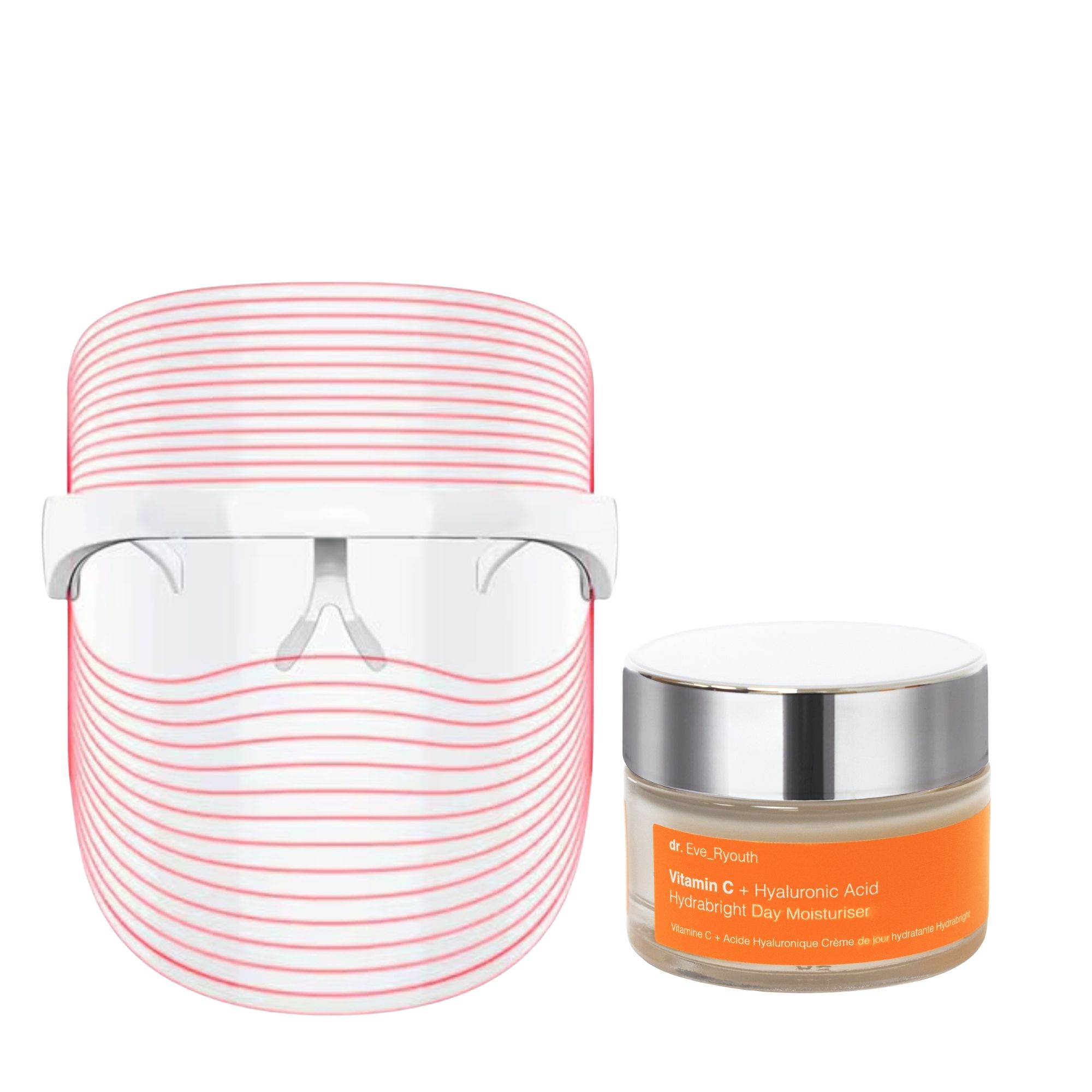 Dr Eve Ryouth Masque LED Sans Fil 3 Couleurs avec Vitamine C Crème de Jour Hydrabright