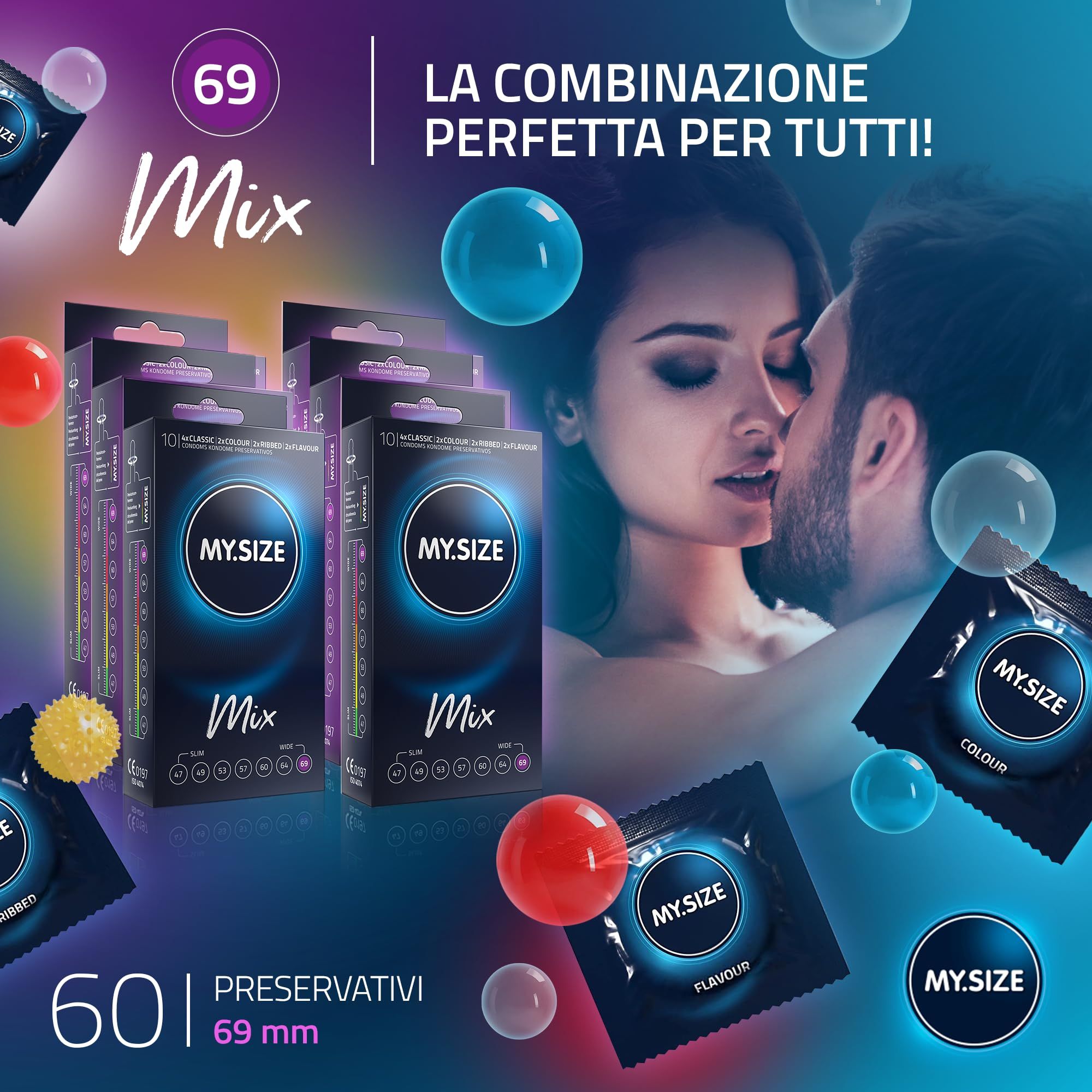 MY.SIZE Mix Préservatif Set Taille 7 69mm